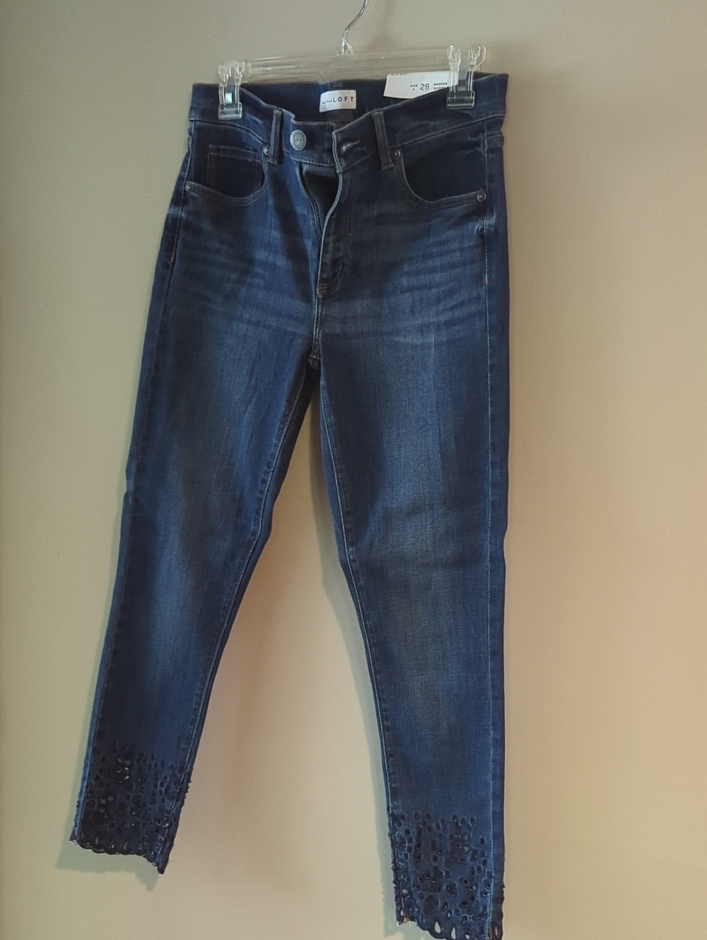 LOFT Dark Blue Modern Skinny Cropped Jeans with Laser-Cut Ankle - NWT